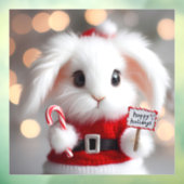 Autocollant Pour Fenêtre Joli lapin en costume de Noël (Feuille 3)