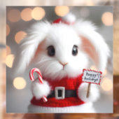 Autocollant Pour Fenêtre Joli lapin en costume de Noël (Feuille 2)