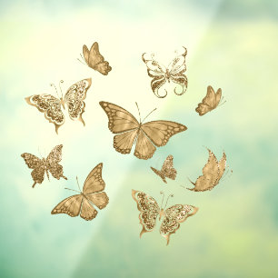 Autocollant Pour Fenêtre Joli Papillon Or Clair Fenêtre Clôture