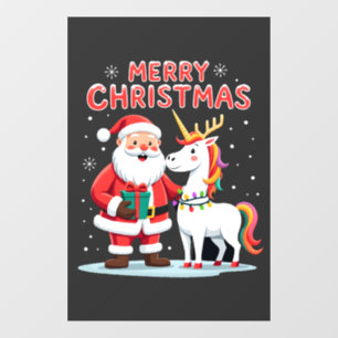 Autocollant Pour Fenêtre Joli Père Noël Licorne de Noël sur T-Shi de Noël L