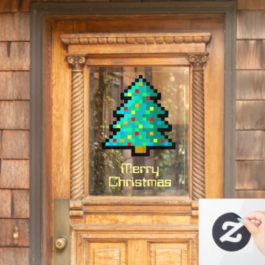 Autocollant Pour Fenêtre Joli Pixel Art Arbre de Noël Drôle Geeky Custom (Porte d'accueil)