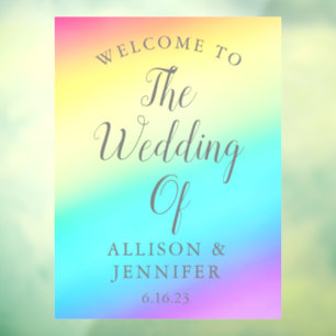 Autocollant Pour Fenêtre Joli Rainbow Fade Mariage personnalisé Bienvenue