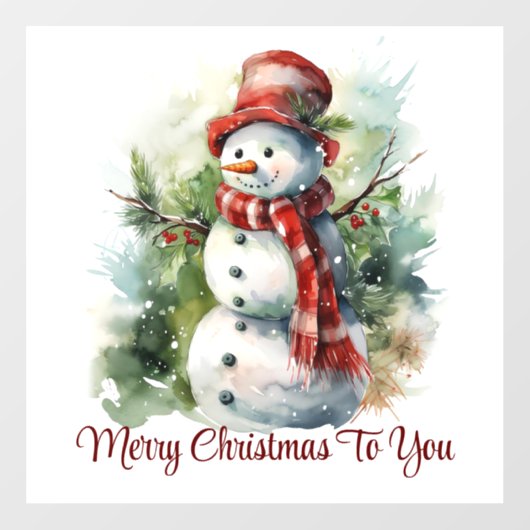 Autocollant Pour Fenêtre Joli sourire Snowman Fenêtre Clair (Feuille)