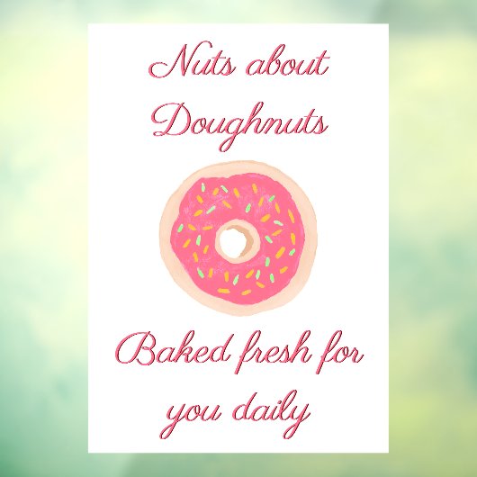 Autocollant Pour Fenêtre Jolie Donut Rose avec Magasin de Donuts à Paillett (Feuille 3)