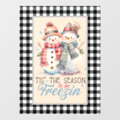 Autocollant Pour Fenêtre Jolis bonhommes de neige de vacances de campagne (Feuille)