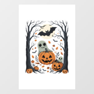 Autocollant Pour Fenêtre Jolis fantômes d'Halloween et forêt de citrouilles