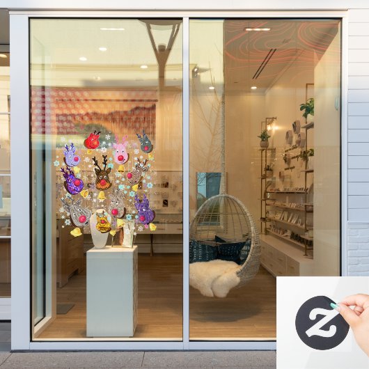 Autocollant Pour Fenêtre Jouets de Noël à clous de fenêtre Cerfs avec cloch (Vitrine du magasin)