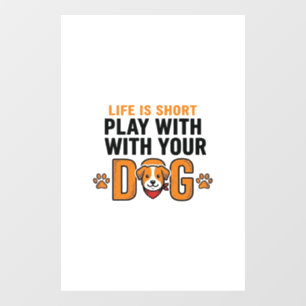 Autocollant Pour Fenêtre Jouez Avec Votre Chien Dessin de Gravure Vintage D