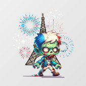 Autocollant Pour Fenêtre Jour de la Bastille de Zombie (Feuille)