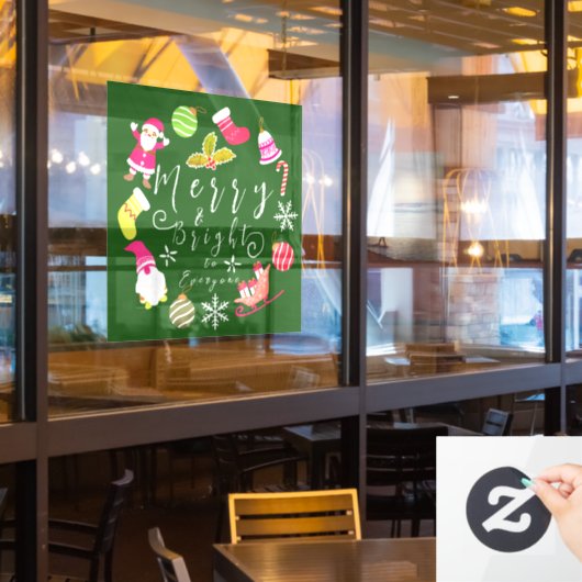 Autocollant Pour Fenêtre Joy Christmas Green (Fenêtre du restaurant)