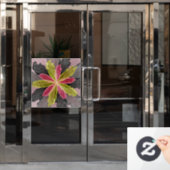 Autocollant Pour Fenêtre Joy, Vert rose Anthracite Imaginaire Fleur Fractal (Porte de bureau)
