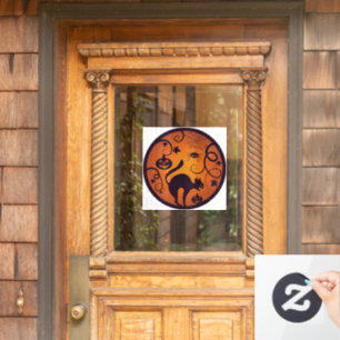 Autocollant Pour Fenêtre Joyeuse lanterne d'Halloween araignées et chauves-