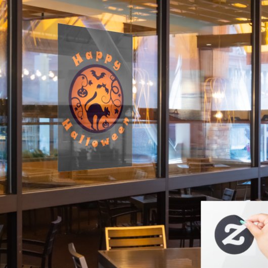 Autocollant Pour Fenêtre Joyeuse lanterne d'Halloween araignées et chauves- (Fenêtre du restaurant)