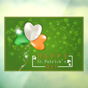 Autocollant Pour Fenêtre Joyeuse Saint-Patrick Drapeau Irlandais Ballon Trè