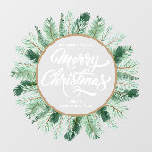 Autocollant Pour Fenêtre Joyeuse Typographie de Noël Wreath (Feuille)