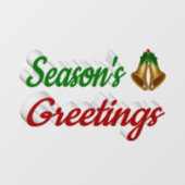 Autocollant Pour Fenêtre Joyeuses Fêtes Bells rouge vert script Noël (Feuille)