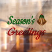 Autocollant Pour Fenêtre Joyeuses Fêtes Bells rouge vert script Noël (Feuille 2)