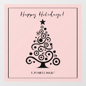 Autocollant Pour Fenêtre Joyeuses Fêtes Sapin de Noël noir sur fond rose cl (Feuille)