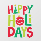 Autocollant Pour Fenêtre Joyeuses vacances amusant coloré rouge vert (Feuille)