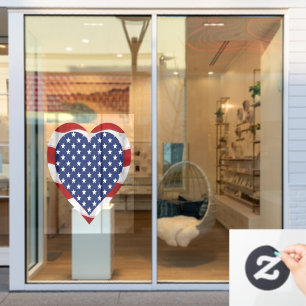 Autocollant Pour Fenêtre Joyeux 4 juillet coeur avec étoiles et rayures