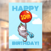 Autocollant Pour Fenêtre Joyeux anniversaire ! Ajouter L'Âge Opossum & Ball (Feuille 2)