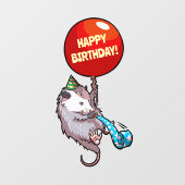 Autocollant Pour Fenêtre Joyeux anniversaire ! Ajouter L'Âge Opossum & Ball (Feuille)