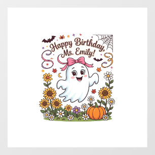 Autocollant Pour Fenêtre Joyeux Anniversaire Mlle Emily Halloween Fantôme C