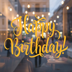 Autocollant Pour Fenêtre Joyeux Anniversaire Or Cling fenêtre