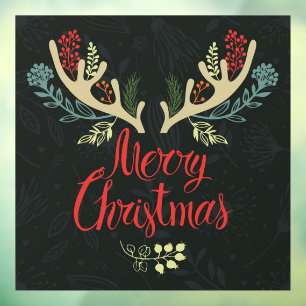 Autocollant Pour Fenêtre Joyeux Antlers de cerfs de Noël