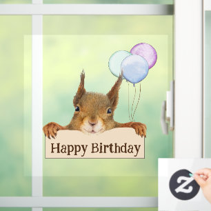 Autocollant Pour Fenêtre Joyeux Ballons d'écureuil personnalisé anniversair