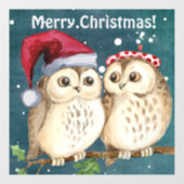Autocollant Pour Fenêtre Joyeux Chouettes de Noël (Feuille)