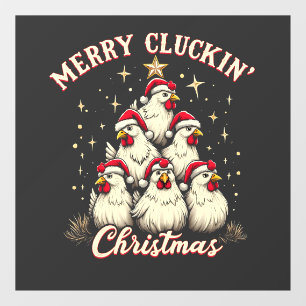 Autocollant Pour Fenêtre Joyeux clucage Noël Funny Chicken Roosters