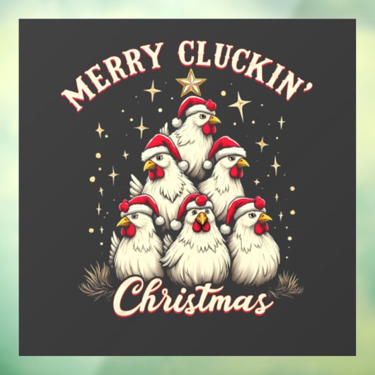 Autocollant Pour Fenêtre Joyeux clucage Noël Funny Chicken Roosters (Feuille 3)