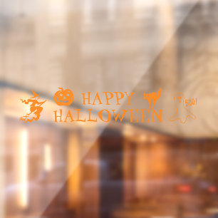 Autocollant Pour Fenêtre Joyeux décor éffrayant d'Halloween orange