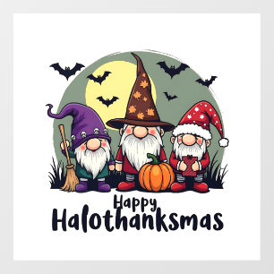 Autocollant Pour Fenêtre Joyeux Hallothanksmas Noël Gnomes d'Halloween