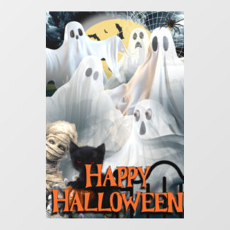 Autocollant Pour Fenêtre Joyeux Halloween avec des fantômes, une momie et u