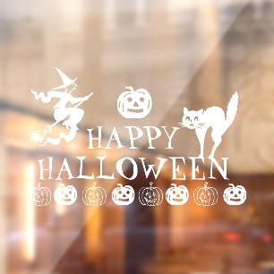 Autocollant Pour Fenêtre Joyeux Halloween blanc éffrayant décor mignon Ma