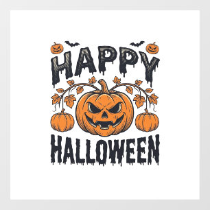 Autocollant Pour Fenêtre Joyeux Halloween Citrouille Design de Gravure Vint