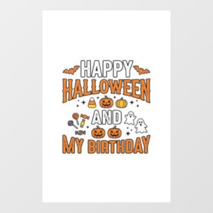 Autocollant Pour Fenêtre Joyeux Halloween Et Mon Anniversaire Design Vintag