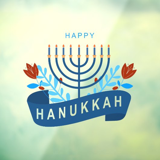 Autocollant Pour Fenêtre Joyeux Hanoukka Décoration Menorah (Feuille 3)
