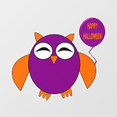 Autocollant Pour Fenêtre Joyeux hibou de la fête d'Halloween (Feuille)