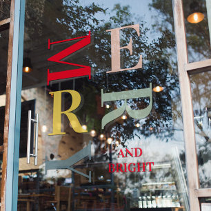 Autocollant Pour Fenêtre Joyeux Joyeux Et Fêtes Lumineuses Et Colorées Mode