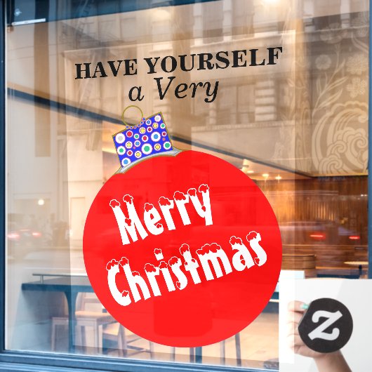 Autocollant Pour Fenêtre Joyeux Noël à la neige blanche rouge  (Fenêtre de café)