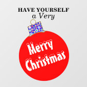 Autocollant Pour Fenêtre Joyeux Noël à la neige blanche rouge  (Feuille)