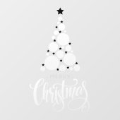 Autocollant Pour Fenêtre Joyeux Noël Arbre Blanc Etoiles Vacances (Feuille)