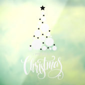 Autocollant Pour Fenêtre Joyeux Noël Arbre Blanc Etoiles Vacances (Feuille 3)