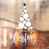 Autocollant Pour Fenêtre Joyeux Noël Arbre Blanc Etoiles Vacances (Feuille 2)