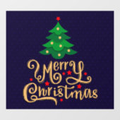 Autocollant Pour Fenêtre Joyeux Noël Arbre de Noël Clôture (Feuille)