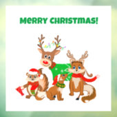 Autocollant Pour Fenêtre Joyeux Noël! Cerfs mignons, renards et Chipmunk (Feuille 3)