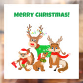 Autocollant Pour Fenêtre Joyeux Noël! Cerfs mignons, renards et Chipmunk (Feuille 2)